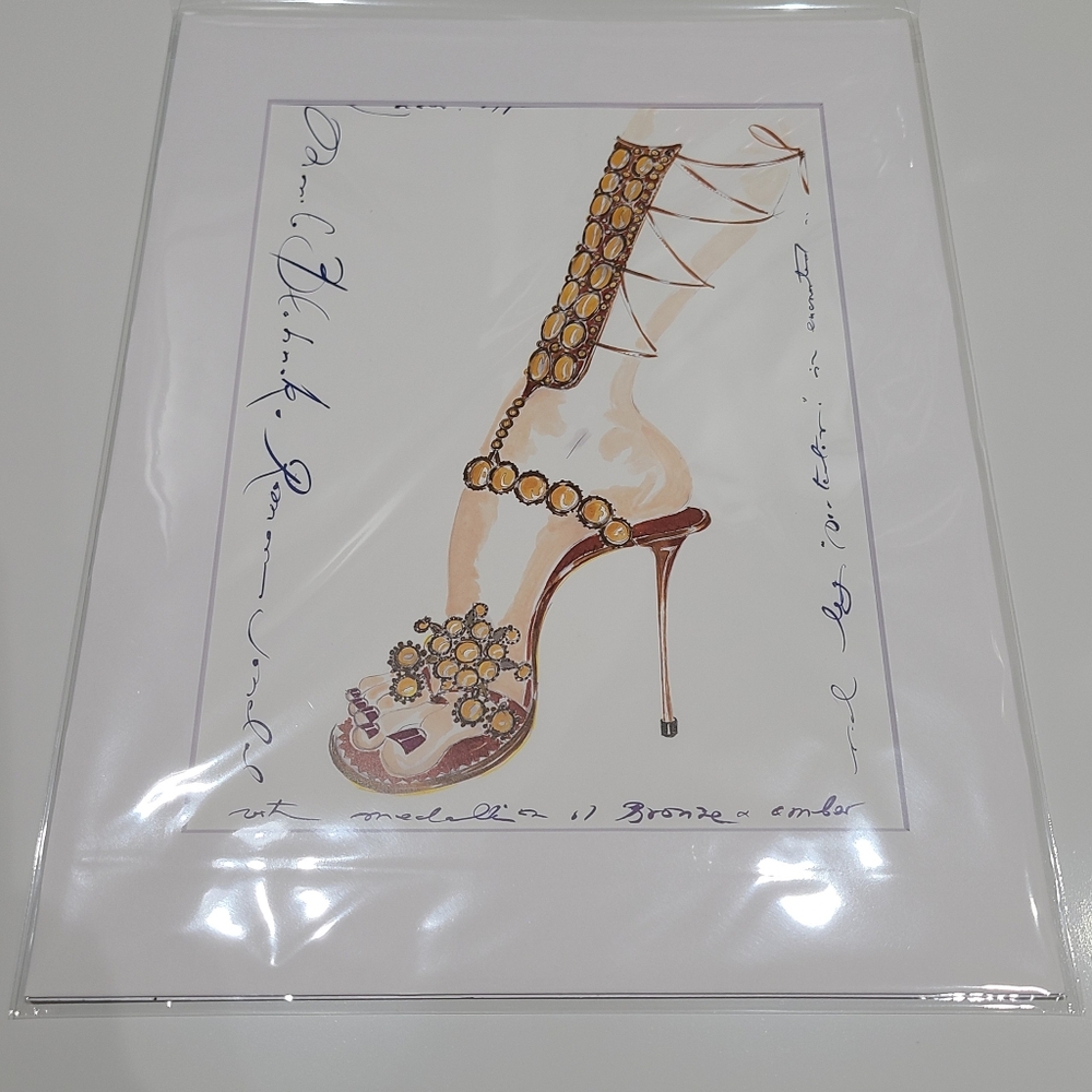 New Manolo Blahnik art print matted white 11 X 14